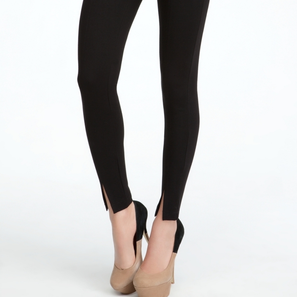 NWT BCBG Maxazria Black Leggings Ankle Slit